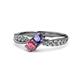 1 - Nicia Iolite and Rhodolite Garnet with Side Diamonds Bypass Ring 