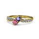 1 - Nicia Iolite and Rhodolite Garnet with Side Diamonds Bypass Ring 