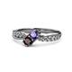 1 - Nicia Iolite and Red Garnet with Side Diamonds Bypass Ring 
