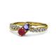 1 - Nicia Iolite and Ruby with Side Diamonds Bypass Ring 