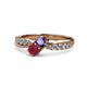 1 - Nicia Iolite and Ruby with Side Diamonds Bypass Ring 