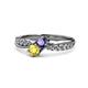 1 - Nicia Iolite and Yellow Sapphire with Side Diamonds Bypass Ring 
