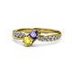 1 - Nicia Iolite and Yellow Sapphire with Side Diamonds Bypass Ring 
