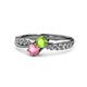 1 - Nicia Peridot and Pink Tourmaline with Side Diamonds Bypass Ring 