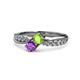 1 - Nicia Peridot and Amethyst with Side Diamonds Bypass Ring 