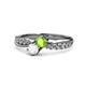 1 - Nicia Peridot and White Sapphire with Side Diamonds Bypass Ring 