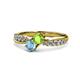 1 - Nicia Peridot and Blue Topaz with Side Diamonds Bypass Ring 