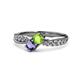 1 - Nicia Peridot and Iolite with Side Diamonds Bypass Ring 