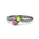 1 - Nicia Peridot and Rhodolite Garnet with Side Diamonds Bypass Ring 