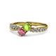 1 - Nicia Peridot and Rhodolite Garnet with Side Diamonds Bypass Ring 