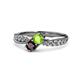 1 - Nicia Peridot and Red Garnet with Side Diamonds Bypass Ring 