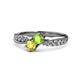 1 - Nicia Peridot and Yellow Sapphire with Side Diamonds Bypass Ring 