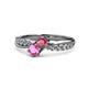 1 - Nicia Rhodolite Garnet and Pink Sapphire with Side Diamonds Bypass Ring 