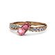 1 - Nicia Rhodolite Garnet and Pink Tourmaline with Side Diamonds Bypass Ring 