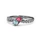 1 - Nicia Rhodolite Garnet and Aquamarine with Side Diamonds Bypass Ring 