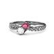 1 - Nicia Rhodolite Garnet and White Sapphire with Side Diamonds Bypass Ring 