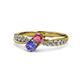 1 - Nicia Rhodolite Garnet and Tanzanite with Side Diamonds Bypass Ring 