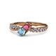 1 - Nicia Rhodolite Garnet and Blue Topaz with Side Diamonds Bypass Ring 