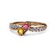 1 - Nicia Rhodolite Garnet and Citrine with Side Diamonds Bypass Ring 