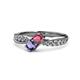 1 - Nicia Rhodolite Garnet and Iolite with Side Diamonds Bypass Ring 