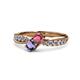 1 - Nicia Rhodolite Garnet and Iolite with Side Diamonds Bypass Ring 