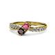 1 - Nicia Rhodolite and Red Garnet with Side Diamonds Bypass Ring 