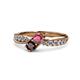 1 - Nicia Rhodolite and Red Garnet with Side Diamonds Bypass Ring 