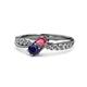 1 - Nicia Rhodolite Garnet and Blue Sapphire with Side Diamonds Bypass Ring 