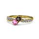 1 - Nicia Red Garnet and Pink Sapphire with Side Diamonds Bypass Ring 