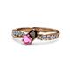 1 - Nicia Red Garnet and Pink Sapphire with Side Diamonds Bypass Ring 