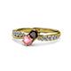 1 - Nicia Red Garnet and Pink Tourmaline with Side Diamonds Bypass Ring 
