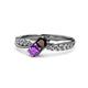 1 - Nicia Red Garnet and Amethyst with Side Diamonds Bypass Ring 