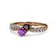 1 - Nicia Red Garnet and Amethyst with Side Diamonds Bypass Ring 