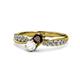1 - Nicia Red Garnet and White Sapphire with Side Diamonds Bypass Ring 
