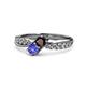 1 - Nicia Red Garnet and Tanzanite with Side Diamonds Bypass Ring 