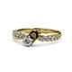 1 - Nicia Red Garnet and Diamond with Side Diamonds Bypass Ring 