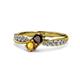 1 - Nicia Red Garnet and Citrine with Side Diamonds Bypass Ring 