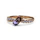1 - Nicia Red Garnet and Iolite with Side Diamonds Bypass Ring 
