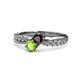 1 - Nicia Red Garnet and Peridot with Side Diamonds Bypass Ring 
