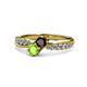 1 - Nicia Red Garnet and Peridot with Side Diamonds Bypass Ring 