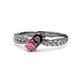 1 - Nicia Red and Rhodolite Garnet with Side Diamonds Bypass Ring 