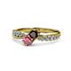 1 - Nicia Red and Rhodolite Garnet with Side Diamonds Bypass Ring 
