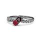 1 - Nicia Red Garnet and Ruby with Side Diamonds Bypass Ring 