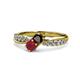 1 - Nicia Red Garnet and Ruby with Side Diamonds Bypass Ring 