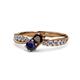 1 - Nicia Red Garnet and Blue Sapphire with Side Diamonds Bypass Ring 