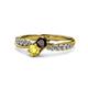 1 - Nicia Red Garnet and Yellow Sapphire with Side Diamonds Bypass Ring 