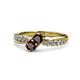 1 - Nicia Red Garnet with Side Diamonds Bypass Ring 