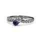 1 - Nicia Diamond and Blue Sapphire with Side Diamonds Bypass Ring 