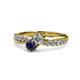 1 - Nicia Diamond and Blue Sapphire with Side Diamonds Bypass Ring 