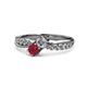 1 - Nicia Diamond and Ruby with Side Diamonds Bypass Ring 